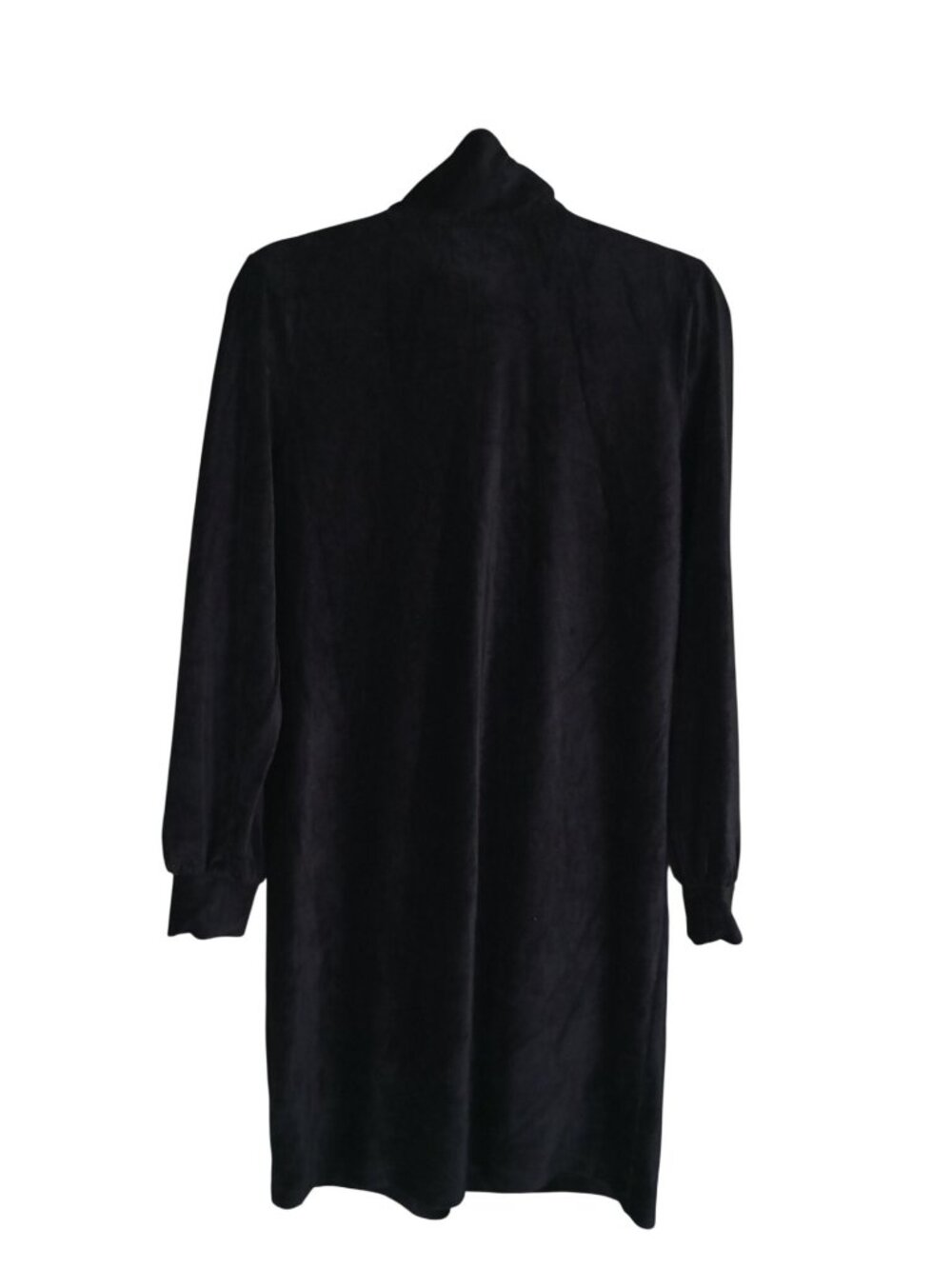 Chetta B Black Velour Long-Sleeve Tunic Dress Half-Zip Collar Size L - Picture 8 of 10